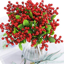 Load image into Gallery viewer, Felice Arts Artificial Red Berry, 12 Pack Christmas Berry Stems Faux Holly Berries Branches for Christmas Tree Fireplace Wreath Crafts Holiday and Home Decor
