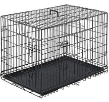 Load image into Gallery viewer, BestPet Dog Crate Double Door Folding Metal Dog Cage Plastic Tray Pet Crate Pet Cage W/Divider,24" 30" 36" 42" 48" (42" Dog Cage)
