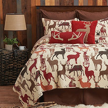 Load image into Gallery viewer, C&amp;F Home Buck Lodge Cabin Holiday Christmas Winter Xmas Red Tan Handcrafted Premium Hooked Decorative Throw Pillow 18 x 18 Red
