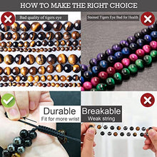 Load image into Gallery viewer, HASKARE Triple Protection Bracelet, Genuine Tigers Eye Black Obsidian and Hematite 8mm Beads Bracelet for Men Women, Crystal Jewelry Stone Bracelets Bring Luck and Prosperity and Happiness
