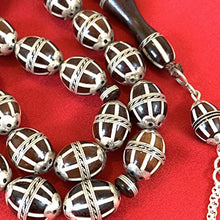 Load image into Gallery viewer, 33 Beads Handmade Silver Egyption Tasbih | Muslim prayer beads Kuka tasbeeh islamic prayer beads, Misbaha | AlAliGems
