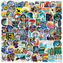 Load image into Gallery viewer, Surf Stickers 100pcs Bulon Waterproof Vinyl Surfboard Stickers Pack Surfing Gifts for Teens Mens Water Bottle Phone Office
