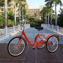 Load image into Gallery viewer, Adult Tricycles Three Wheel Trike Bike Cruiser 7 Speed, Adult Trikes 24 inch Wheels Low Step-Through with Cargo Basket/Full Assembly Tool for Women, Men, Seniors (Cool Red, 26'' Wheel)
