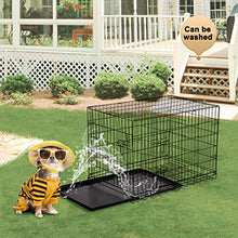 Load image into Gallery viewer, BestPet Dog Crate Double Door Folding Metal Dog Cage Plastic Tray Pet Crate Pet Cage W/Divider,24" 30" 36" 42" 48" (42" Dog Cage)
