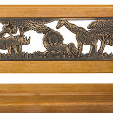 Load image into Gallery viewer, Best Choice Products Kids Mini Sized Outdoor Hardwood Patio Park Bench Decoration Accent w/Aluminum Frame and Safari Animal Accents, Brown

