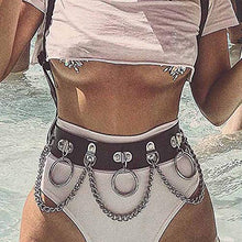 Load image into Gallery viewer, Victray Punk Waist Chain Belt Leather Body Chains Rave Body Jewelry Accessories for Women and Girls (Black)
