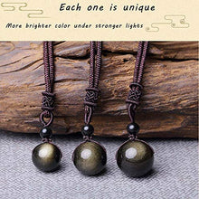 Load image into Gallery viewer, Natural Gold Obsidian Onyx Pendant Rainbow Eyes Beads Lucky Blessing Necklace (16mm)
