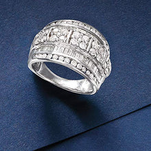 Load image into Gallery viewer, Ross-Simons 2.00 ct. t.w. Baguette and Round Diamond Multi-Row Ring in Sterling Silver For Women 925
