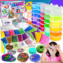 Load image into Gallery viewer, DIY Jumbo Slime Kit for Girls Boys Kids, Funkidz Ultimate Fluffy Cloud Clear Butter Glitter Glow in Dark Slime Making Kits Includes 33 Ready Slime Clay Unicorn Charms Supplies Stress Relief Toy

