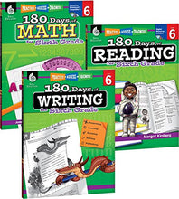 Load image into Gallery viewer, 180 Days of Practice for Sixth Grade (Set of 3) 6th Grade Workbooks for Kids Ages 10-12, Includes 180 Days of Reading, 180 Days of Writing, 180 Days of Math
