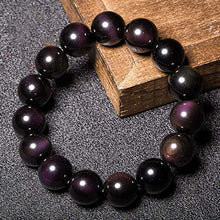 Load image into Gallery viewer, SX Commerce Bead Bracelet Natural Obsidian Stone with Women 10mm and Men 12MM Jewelry (12MM)
