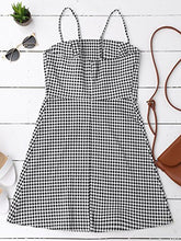 Load image into Gallery viewer, ZAFUL Women's Mini Dress Adjustable Spaghetti Straps Sleeveless Back Zipper Checked Dress Checked-G M
