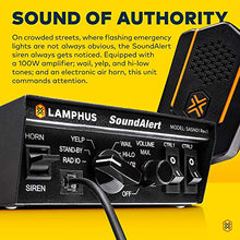 Load image into Gallery viewer, SoundAlert 100W Emergency Police Siren Kit [120-130dB Compact Speaker] [2 x 16A Switch Control] [Hands-Free Air Horn] [PTT Mic] [Radio Rebroadcast] Warning PA System for Emergency Vehicle Trucks Cars

