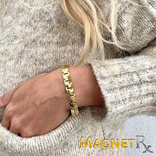 Load image into Gallery viewer, MagnetRX® Women's Ultra Strength Magnetic Therapy Bracelet - Arthritis Pain Relief &amp; Carpal Tunnel Titanium Magnetic Bracelets for Women - Adjustable Length with Sizing Tool (Gold)
