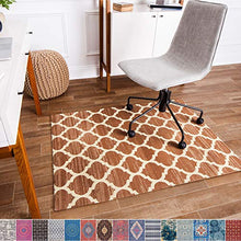Load image into Gallery viewer, Anji Mountain Chair Mat Rug'd Collection, 1/4" Thick - For Low Pile Carpets &amp; Hard Surfaces, Nizwa , Brown and Ivory Trellis
