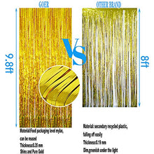 Load image into Gallery viewer, GOER 3.2 ft x 9.8 ft Metallic Tinsel Foil Fringe Curtains for Party Photo Backdrop Wedding Decor (1 Pack, Gold)
