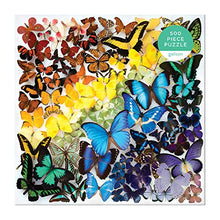 Load image into Gallery viewer, Galison Rainbow Butterflies Jigsaw Puzzle, 500 Pieces, 20”x20” – Features an Array of Butterflies in a Mesmerizing Rainbow of Color – Challenging, Perfect for Family Fun – Fun Indoor Activity, Multicolor
