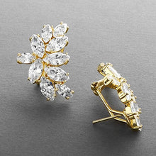 Load image into Gallery viewer, Mariell Shimmery Marquis Cluster Cubic Zirconia Bridal or Special Occasion Earrings - 14K Gold Plated
