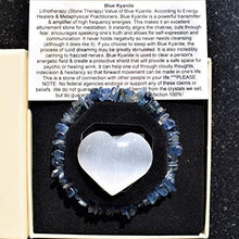 Load image into Gallery viewer, Zenergy Gems Charged 7" Blue Kyanite Crystal Chip Stretchy Bracelet Tumble Polished + Selenite Heart Charging Crystal Align Chakras/Conquer Fear/Increase Communication
