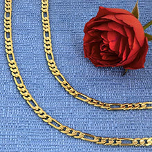 Load image into Gallery viewer, Lifetime Jewelry 4mm Figaro Chain Necklace 24k Gold Plated for Men Women &amp; Teen (Gold, 20)
