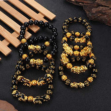 Load image into Gallery viewer, CASSIECA 8Pcs Feng Shui Good Luck Bracelets for Men Women Feng Shui Black Obsidian Wealth Bracelet Adjustable Elastic Attract Wealth Money Pi Xiu Bracelet with Gift Bag
