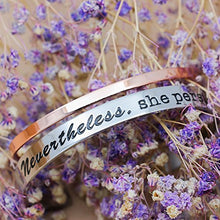 Load image into Gallery viewer, MS.CLOVER Nevertheless She Persisted Feminist Woman Bracelet, Women's Rights Inspirational Gift for Her.
