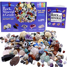 Load image into Gallery viewer, Dancing Bear Rock &amp; Mineral Collection Activity Kit (200+Pcs) with Geodes, Shark Teeth Fossils, Arrowheads, Crystals, Gemstones for Kids, Rock Book, Treasure Hunt ID Sheet, STEM Science Education
