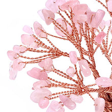 Load image into Gallery viewer, Top Plaza Chakra Healing Crystals Copper Money Tree Wrapped On Natural Rose Quartz Base Feng Shui Luck Figurine
