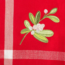 Load image into Gallery viewer, DII Embroidered Corner Christmas &amp; Holiday Tabletop Collection, Napkin Set, Mistletoe 6 Piece
