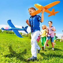 Load image into Gallery viewer, 2 Pack LED Light Airplane,17.5" Large Throwing Foam Plane,2 Flight Mode Glider Plane,Flying Toy for Kids,Gifts for 3 4 5 6 7 8 9 Years Old Boy,Outdoor Sport Toys Birthday Party Favors Foam Airplane
