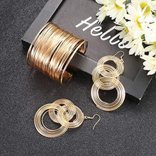 Load image into Gallery viewer, YADOCA 70s Disco Set Metal Coil Bracelets Gold Triple Swirl Disco Earrings for Women
