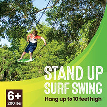 Load image into Gallery viewer, Swurfer Kick Stand Up Surfing Tree Swing Outdoor Swings for Kids Up to 150 Lbs - Hang from Up to 10 Feet High - Includes 24" SwingBoard, UV Resistant Rope, &amp; Handles, Green
