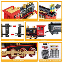 Load image into Gallery viewer, SNAEN Train Sets w/ Steam Locomotive Engine, Cargo Car and Tracks, Battery Powered Play Set Toy w/ Smoke, Light &amp; Sounds, for Kids, Boys &amp; Girls 3 4 5 6 7 Years Old
