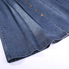 Load image into Gallery viewer, Nantersan Womens Button Front Midi Denim Jean Skirts High Waist A-Line Flare Pleated Chic Skirt
