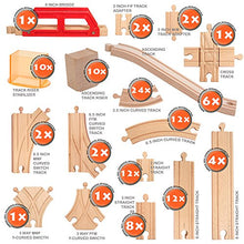 Load image into Gallery viewer, Orbrium Toys Multi-Level 110 Piece Wooden Train Bulk Track Expansion Pack with Stackable Track Riser Stabilizers Compatible with Thomas The Tank Engine Brio Chuggington Melissa &amp; Doug Imaginarium Set
