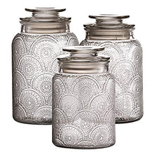 Load image into Gallery viewer, Style Setter Canister Set 3-Piece Jars in 1, 1.3 &amp; 1.6 Liters Retro Design w/Airtight Glass Lids for Cookies, Candy, Coffee, Flour, Sugar, Rice, &amp; Pasta, 13.25 x 4.6 x 8, Clear
