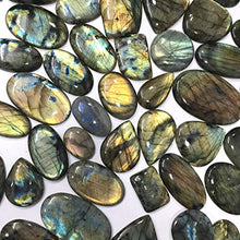 Load image into Gallery viewer, Gemkora Natural Iridescent Spectrolite Labradorite Gemstone Wholesale Cabochons Lot, Jewelry Making Loose Gemstone, Polished Crystals, DIY, Wire Wrapping, Healing Crystals, Bulk Gemstone (100 carats)
