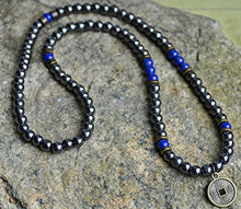 Load image into Gallery viewer, Men Hematite Necklace,Lucky Coin Mens Gemstone Necklace,Lapis Lazuli Necklace,Boho Zen Necklace, Grounding Buddhist Necklace,Protection Necklace,
