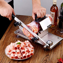 Load image into Gallery viewer, BAOSHISHAN Manual Frozen Meat Slicer Food Slicing Machine Stainless Steel Meat Cutter Beef Mutton Roll Bacon Cheese Vegetable for Home Use ZB-208C
