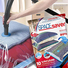 Load image into Gallery viewer, Spacesaver Premium Vacuum Storage Bags. 80% More Storage! Hand-Pump for Travel! Double-Zip Seal and Triple Seal Turbo-Valve for Max Space Saving! (Small 10 Pack)
