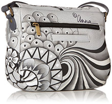 Load image into Gallery viewer, Anna by Anuschka Women's Genuine Leather Flap-Over Cross Body | Hand Painted Original Artwork | Patchwork Pewter
