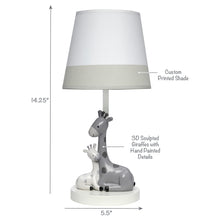 Load image into Gallery viewer, Lambs &amp; Ivy Jungle Friends White/Gray Giraffe Nursery Lamp with Shade &amp; Bulb
