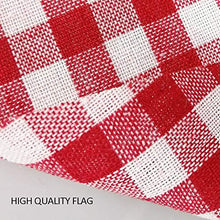 Load image into Gallery viewer, Red and White Checkered Gingham Pennant Banner with Hanging Paper Fans Set for Picnic BBQ Birthday Wedding Party Decoration
