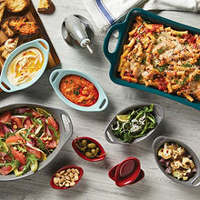 Load image into Gallery viewer, Rachael Ray Solid Glaze Ceramics Au Gratin Bakeware / Baker Set, Oval - 2 Piece, Teal
