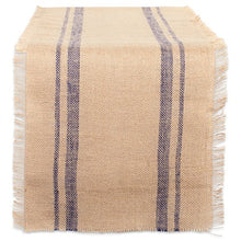 Load image into Gallery viewer, DII Jute Burlap Collection Kitchen Tabletop, Table Runner, 14x72, Blue Double Stripe
