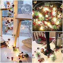 Load image into Gallery viewer, PHILIPOUS Christmas Lights, Garland with Lights Fairy Lights Pine Cone Berries Indoor and Outdoor Christmas Tree Lights Winter Holiday New Year Decor, Battery Powered. (2M 20 Lights)  (Pine Cone)
