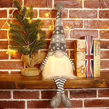 Load image into Gallery viewer, EDLDECCO Christmas Gnome with Light Timer 27 Inches Set of 2 Knitted Hat Nisse Figurine Plush Swedish Nordic Tomte Scandinavian Elf X'Mas Holiday Party Home Decor Ornaments (Red &amp; Grey)
