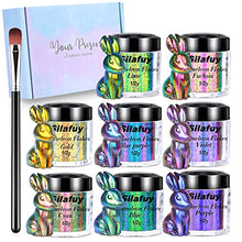 Load image into Gallery viewer, Silafuy Chameleon Flakes Color Shifting, 8 Color Changing Pigment Powder Flakes for Nails Art Epoxy Resin Supplies, Holographic Chrome Chameleon Flakes Metallic for Tumblers Paints Eyeshadow Makeup
