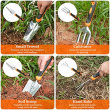 Load image into Gallery viewer, CHRYZTAL Garden Tool Set, Stainless Steel Heavy Duty Gardening Tool Set, with Non-Slip Rubber Grip, Storage Tote Bag, Outdoor Hand Tools, Ideal Garden Tool Kit Gifts for Women and Men
