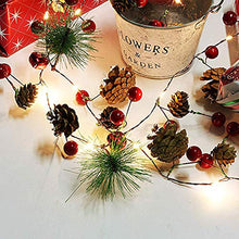 Load image into Gallery viewer, PHILIPOUS Christmas Lights, Garland with Lights Fairy Lights Pine Cone Berries Indoor and Outdoor Christmas Tree Lights Winter Holiday New Year Decor, Battery Powered. (2M 20 Lights)  (Pine Cone)
